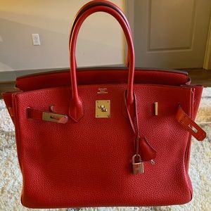 Hermès Birkin bag Red Clemence, Palladium Hardware